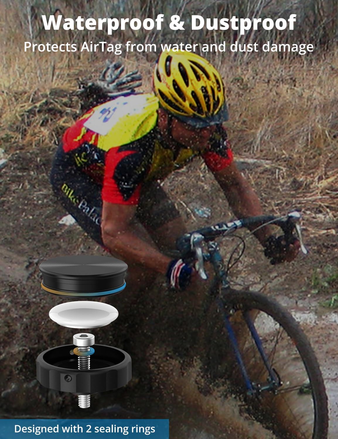 SUPMEGA AirTag Bike Mount, Hidden Bicycle Stem Cap Mount for AirTag, AntiTheft Bike GPS Tracker