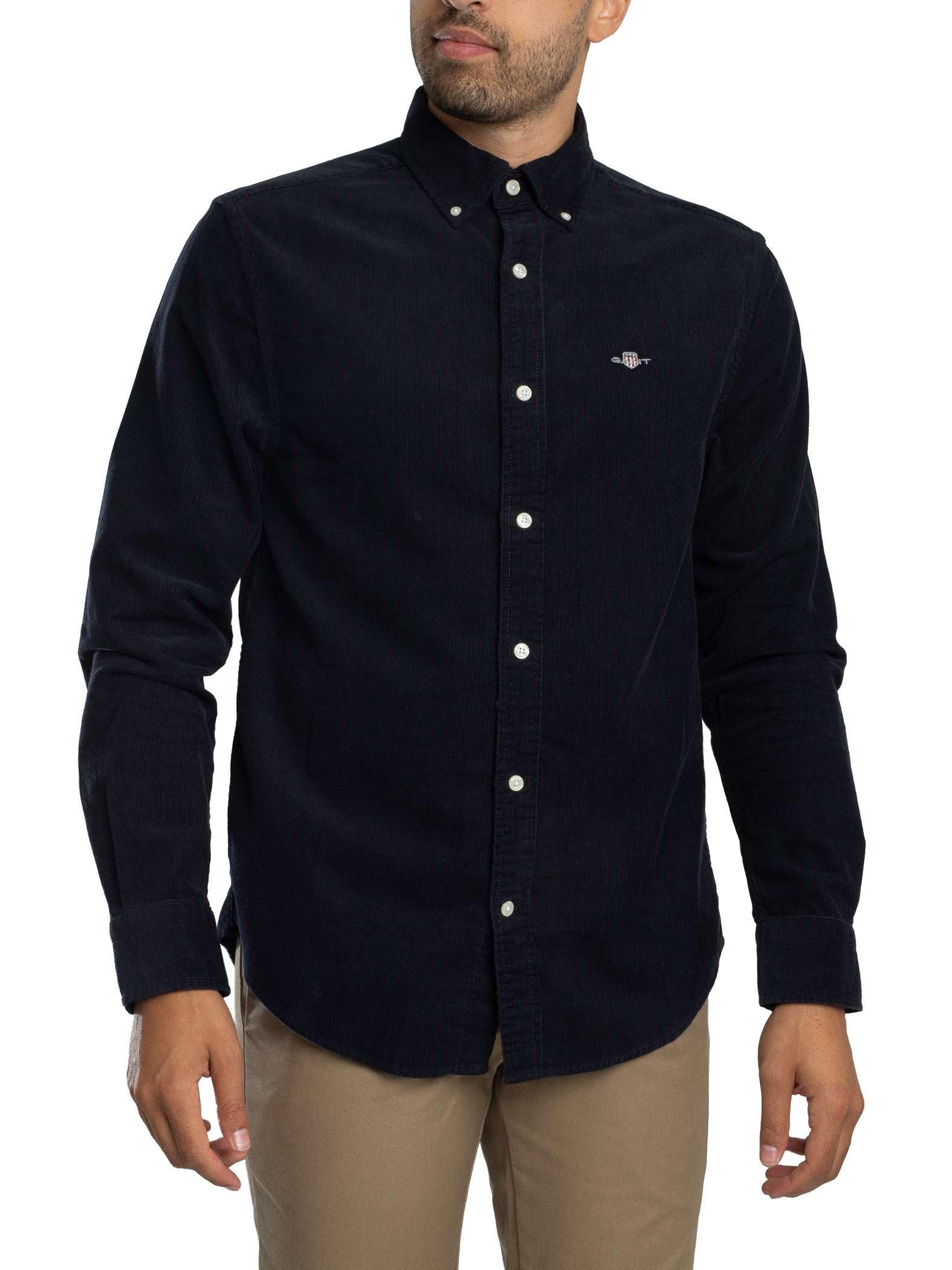 GANT Men's Reg Corduroy Shirt, Blue, L
