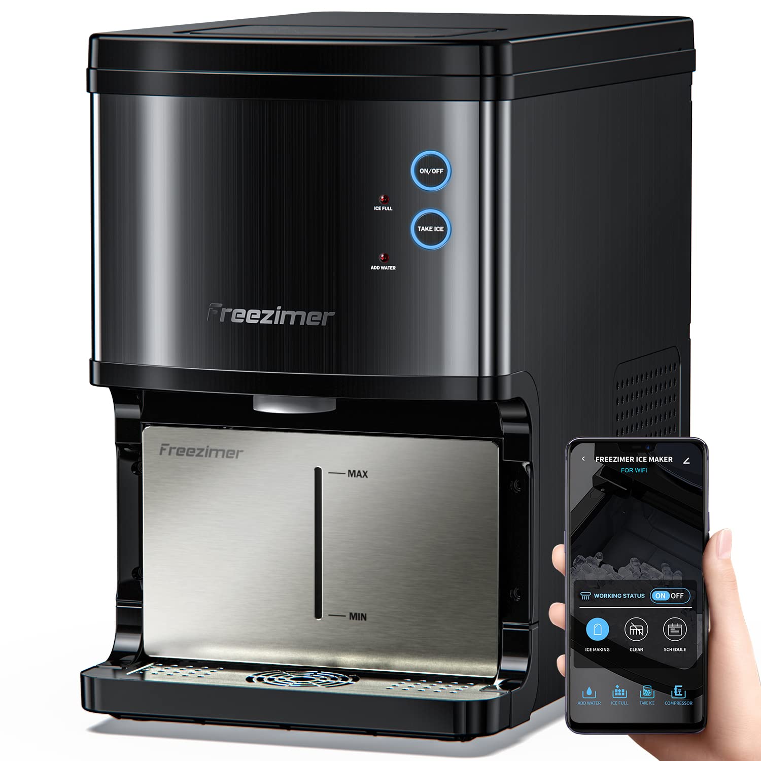 Nugget Ice Maker, Freezimer Ice Maker Countertop Machine with WiFi