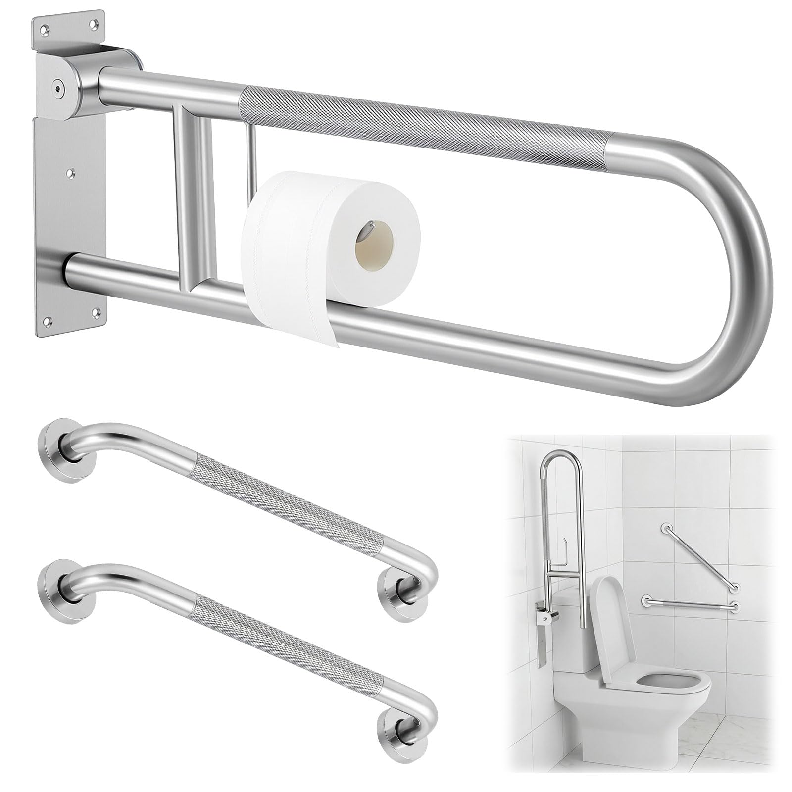Poignées de douche en acier inoxydable durable pack d'appui mural haut de gamme