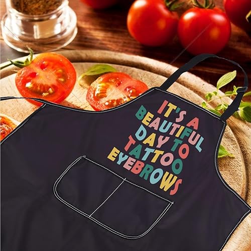Miniatura 3 de CENWA Delantal de artista de cejas con bolsillos, regalo de técnico de cejas, delantal de cocina ajustable para cejas pestañas mujeres