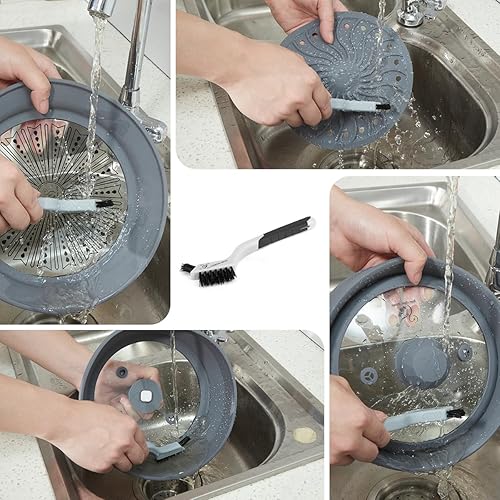 Miniatura 7 de Funda de silicona plegable para microondas, tapa de salpicaduras multifunción ventilada con plato de vidrio para cocinar alimentos y tocino, apto