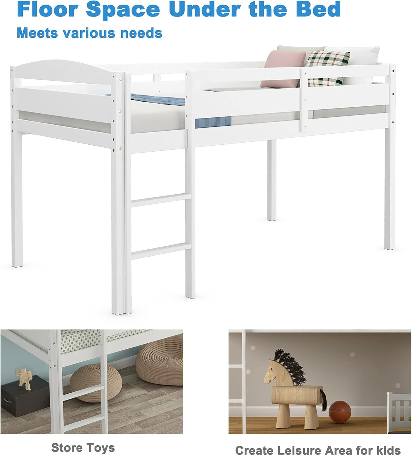 Examples of under-bed space utilization for storage and leisure