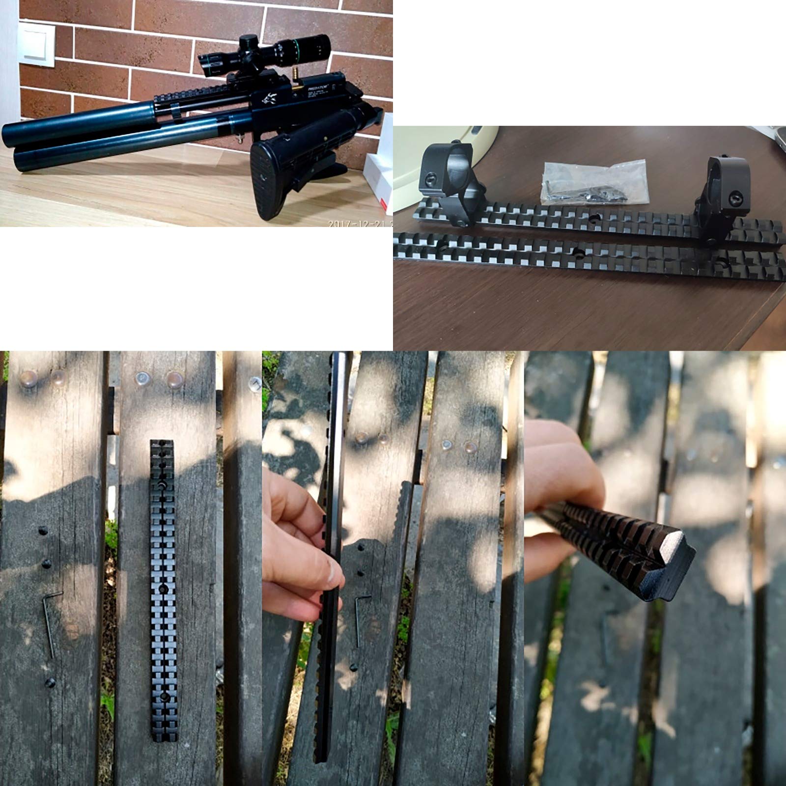 Rail Picatinny 25 Slots para Airsoft Riel Tactico 257mm de Rifle Pack Riel + Tornillos Keymod + Llave Allen Montura para Armas de Caza Weaver Soporte Mira Holografica Scope