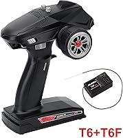 Vista 7 de INJORA Transmisor RC 2.4GHz 6CH Controlador y receptor para 1/8 1/10 RC Coche Barco Tanques Crawler TRX4 SCX10 Piezas de actualización (T6F)