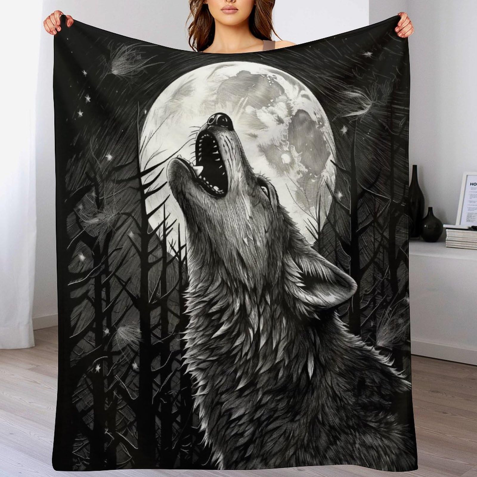 Couverture loup chaude et lavable en machine plaid flanelle solide