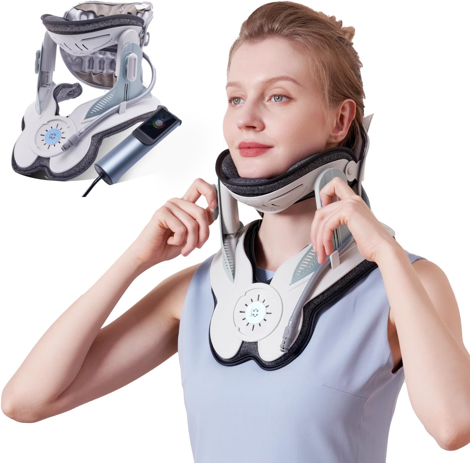 ALPHAY Adjustable Cervical Neck Traction Device With Electric Air Pump - Stretcher and Decompression for Pain Relief