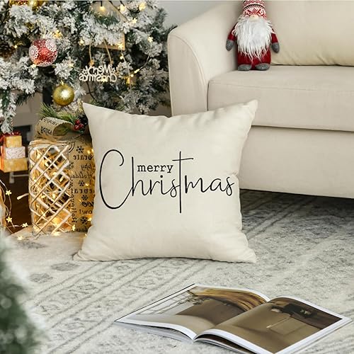 Miniatura 3 de RABUSOFA Fundas de cojín de Navidad de 18 x 18 pulgadas, decoraciones de Feliz Navidad, fundas de almohada decorativas de invierno, fundas de cojín