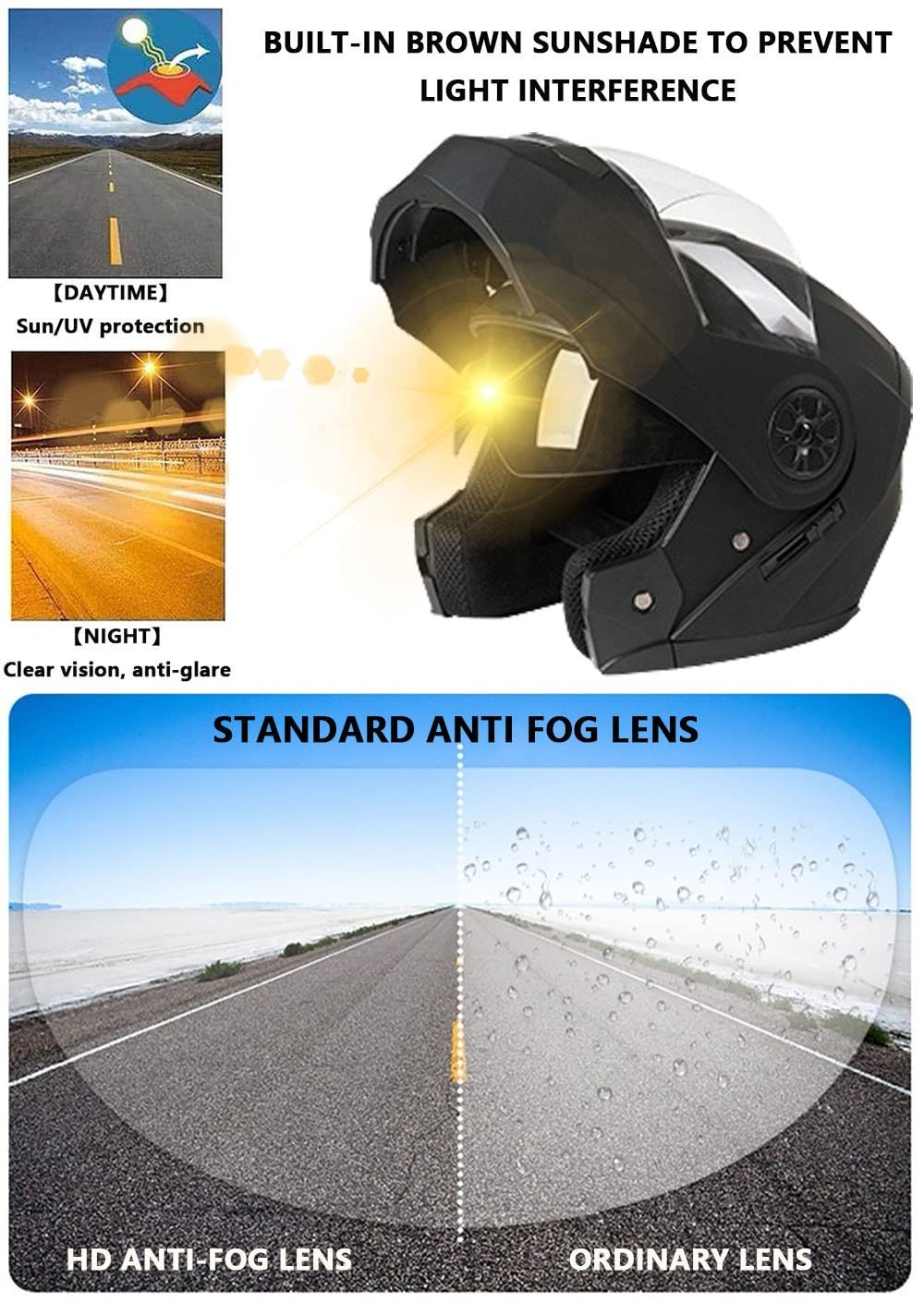 Casco De Moto Modular Bluetooth Integrado, para Adultos, Mujeres Y Hombres., ECE Homologado, Transpirable Y Cómodo, con Doble Visera Cascos De Motocicleta