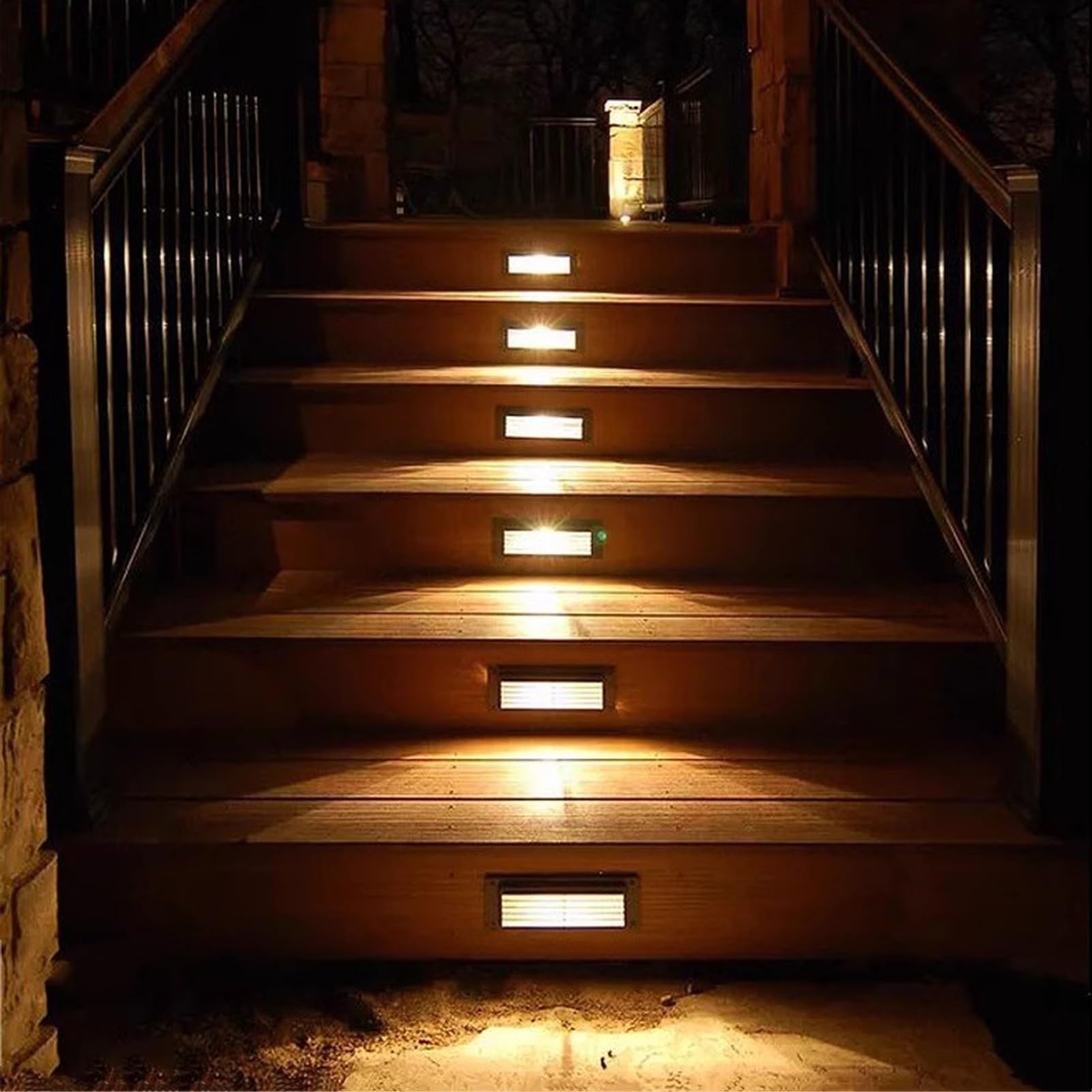 Prostokątna lampa krajobrazowa schodkowa, 85-265 V Ogród zewnętrzny LED Underground Light, IP65 Wodoodporne wpuszczane reflektory Oświetlenie narożne schodów, do ścieżki patio(White)