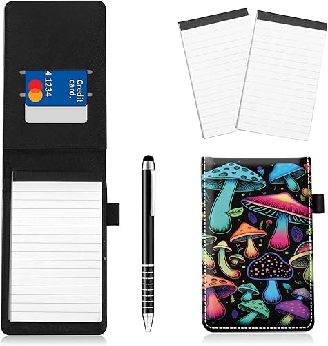 Juego de 4 soportes para bloc de notas de tamaño de bolsillo, de piel sintética, mini bloc de notas con 2 bloc de notas pequeños y lápiz capacitivo,