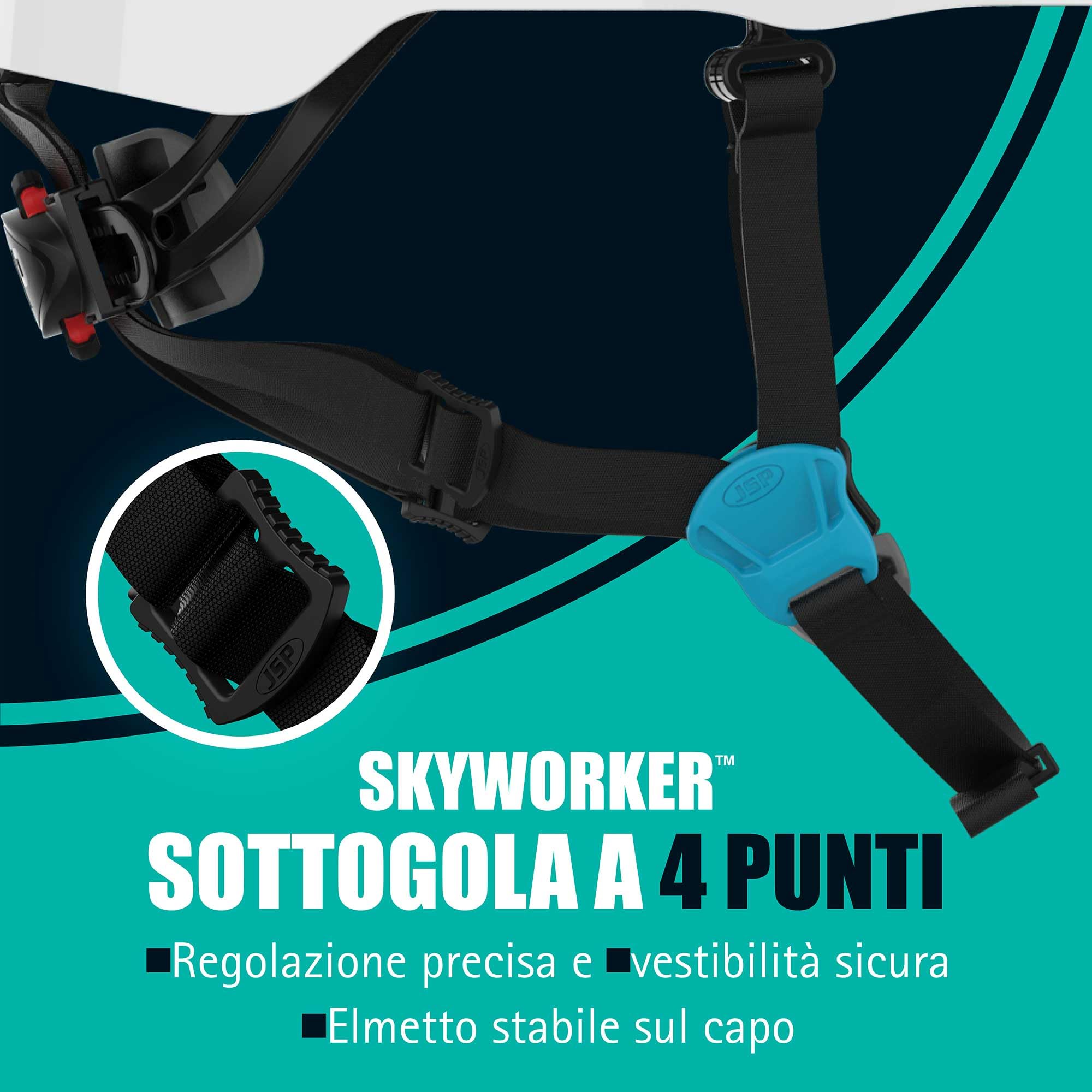 JSP EVOlite Skyworker Elmetto Cantiere e Alpinismo, Ultraleggero, Nero | L'elmetto più leggero di JSP per lavori in quota. Sottogola 4 punti e rotella. EN 397 & EN 12492.
