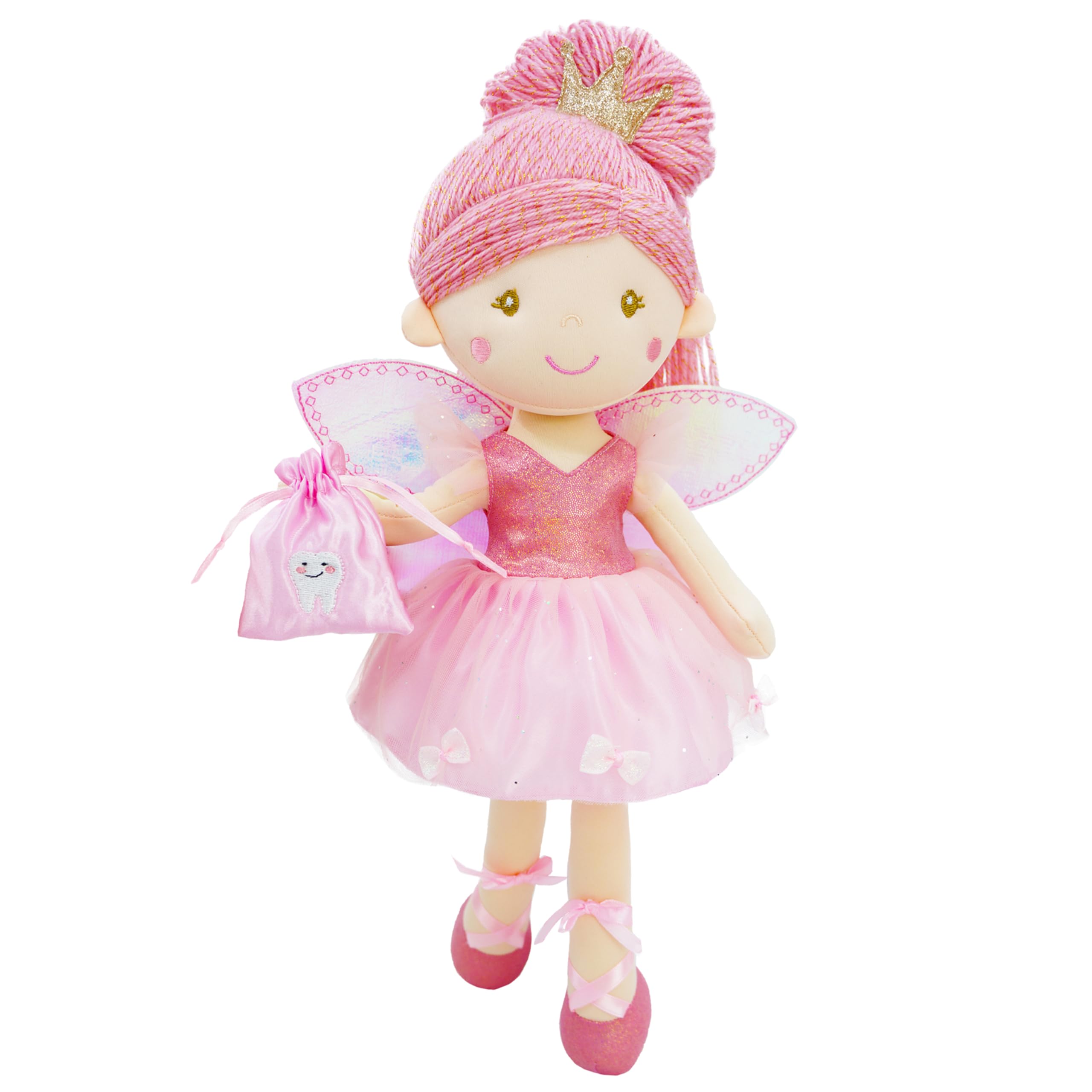 Lullaberry 40cm Tooth Fairy Doll Anastasia - Plush Stuffed Soft Doll Girl Gift - Pink Outfit and Wings, Tooth Fairy Anastasia, Large