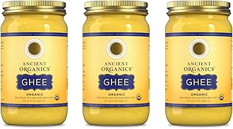Ghee, Organic Grass Fed Gluten Free Clarified Ghee Butter with Vitamins & Omegas, Lactose Free, 100% Certified Organic, Kosher, USDA Certified, Made in USA - 32 Fl Oz (Pack of 3)