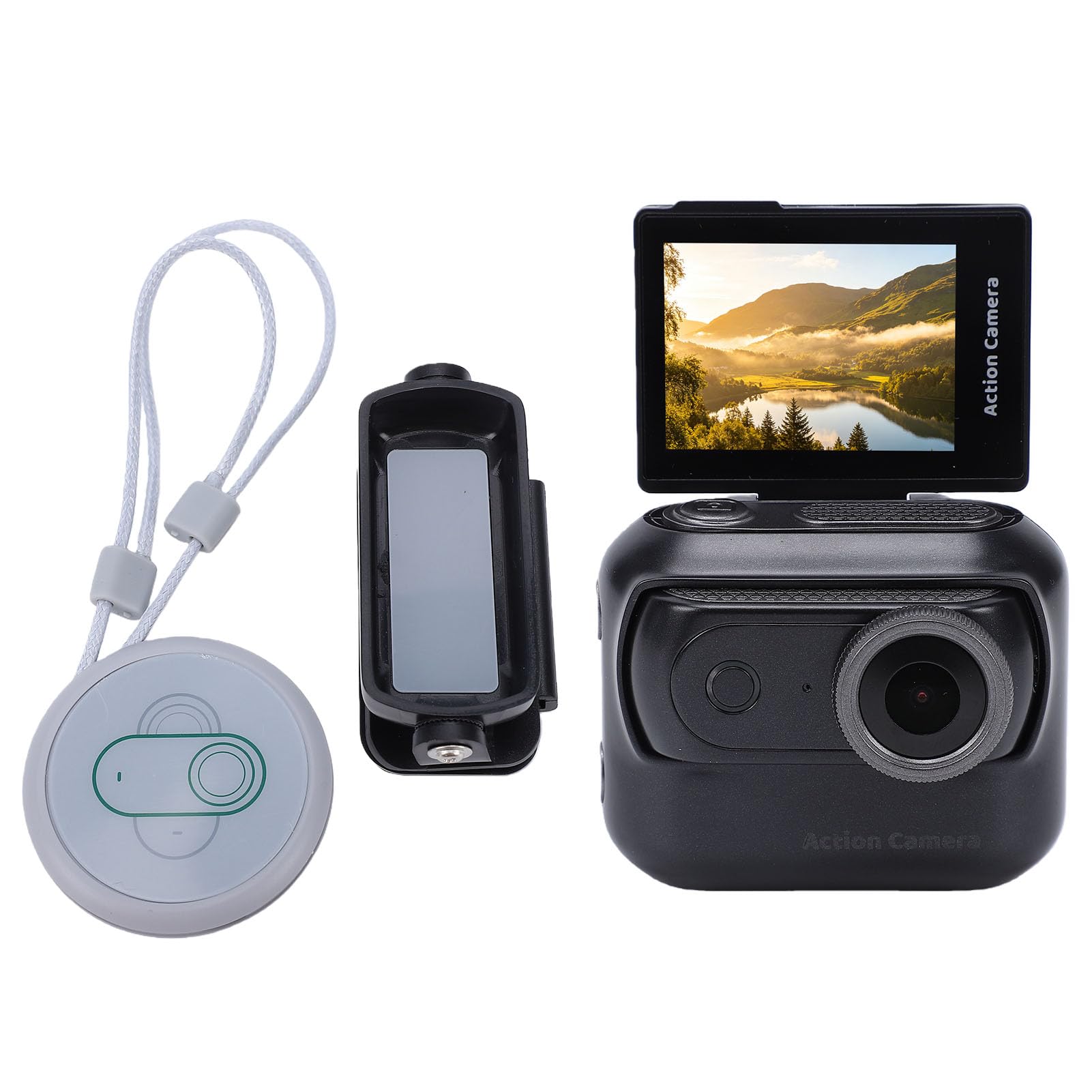 Sxhlseller Action Camera 4K con Schermo Ribaltabile, Fotocamera POV Magnetica Indossabile con Registrazione Audio Video, Fotocamera Wireless per il Pollice, Sportiva a Doppia (BLACK)