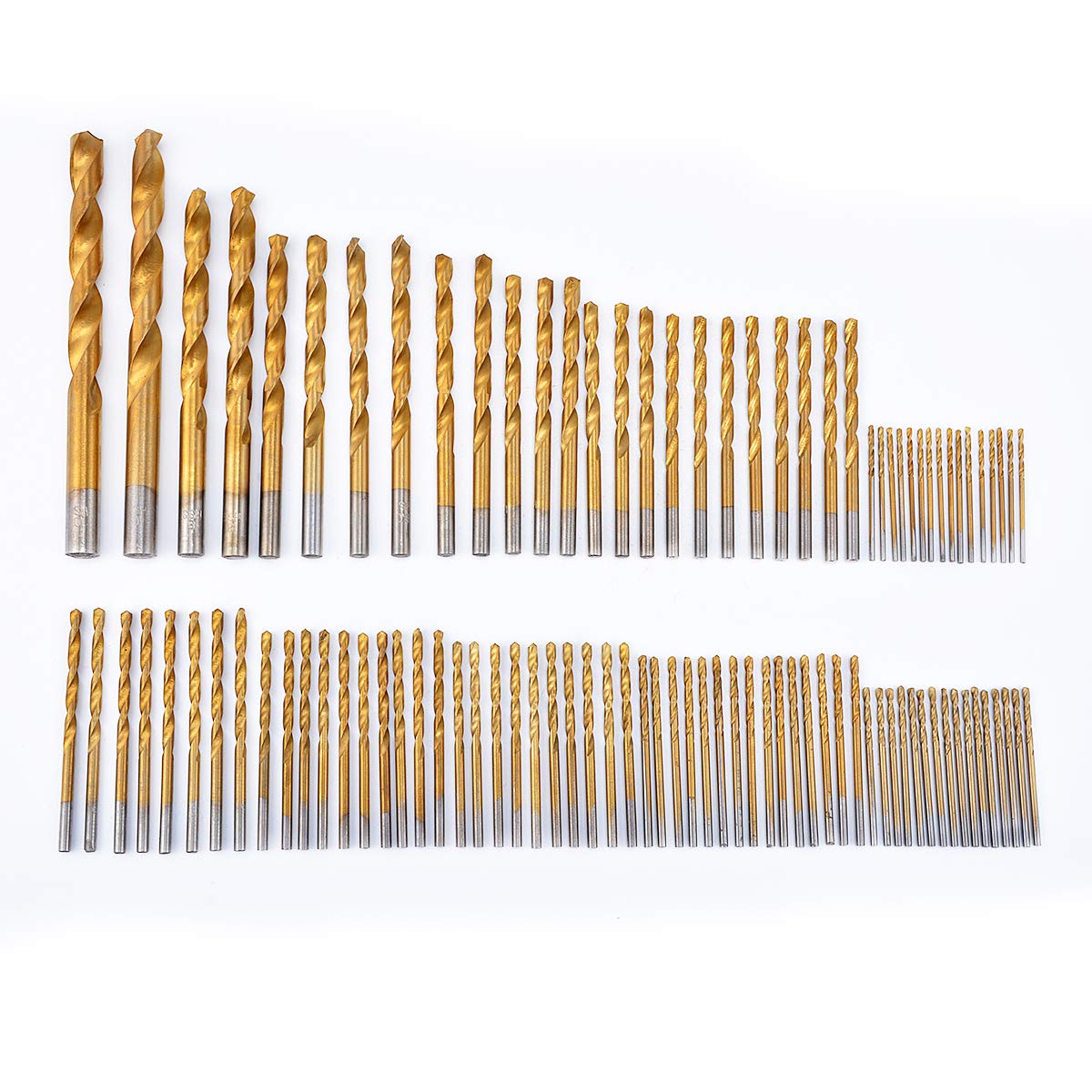 KATUR 99PCS Titanium Twist Drill Bit Set Round Shank High Speed Steel Quick Change Regular Drilling Tools for Wood Plastic Aluminum Alloy 1.5-10mm