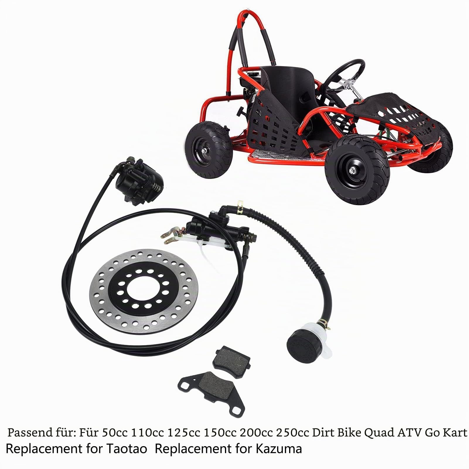 Scheibenbremsen-Kit, Go-Kart-Bremssattel und Scheibenteil, Bremssattel-Scheibenrotor, für 50 cm³, 110 cm³, 125 cm³, 150 cm³, 200 cm³, 250 cm³, Dirt Bike, Quad, ATV, Go-Kart