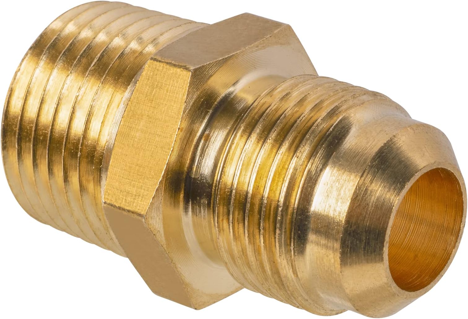 JUWO3/8" Flare x 3/8" NPT Male Brass Tube Fitting for Propane, LP and Natural Gas, Fuel, Half-Union (1-Pack)
