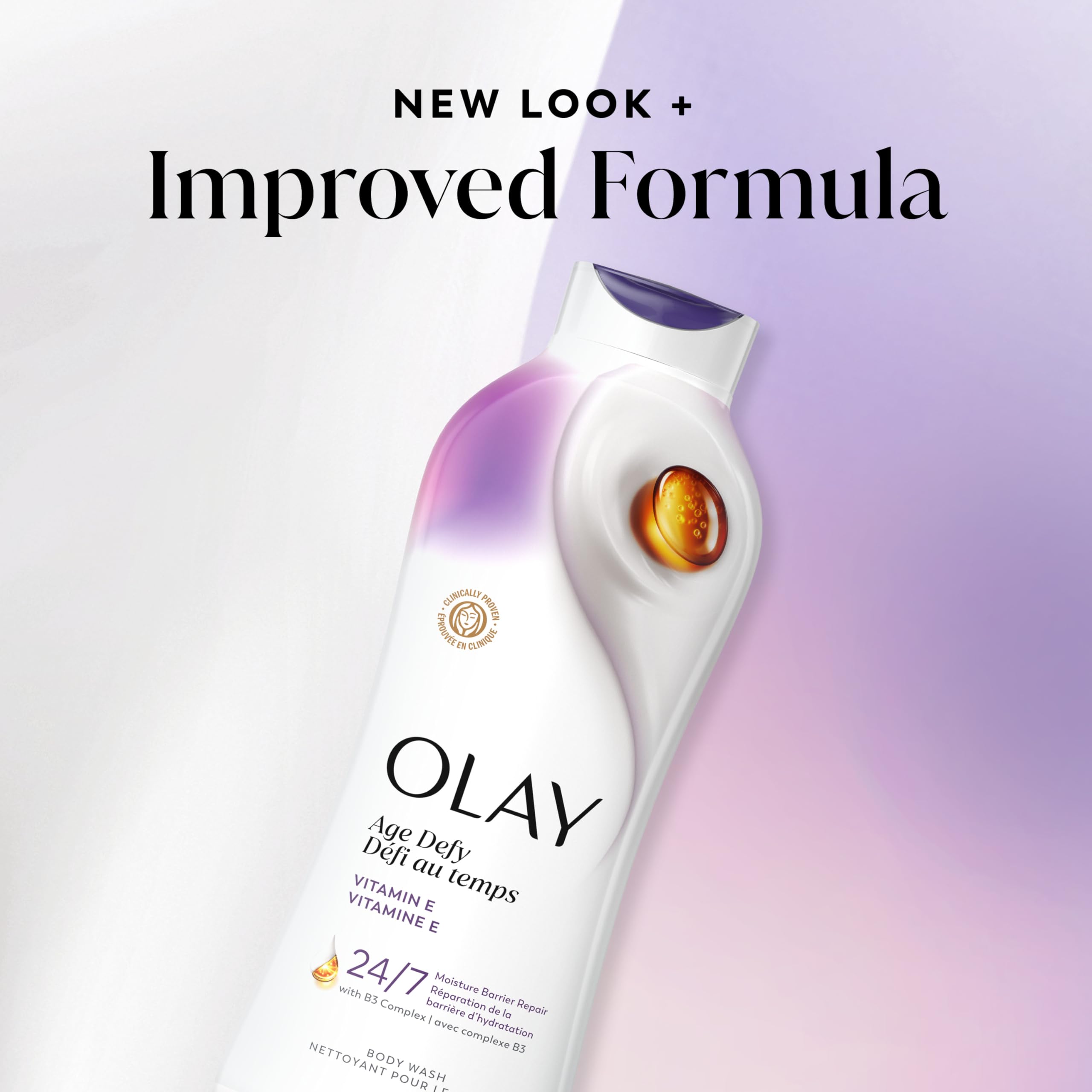 Olay Age Defying Body Wash with Vitamin E & B3 Complex, 22 Fl Oz (Pack of 4) for Moisturizing