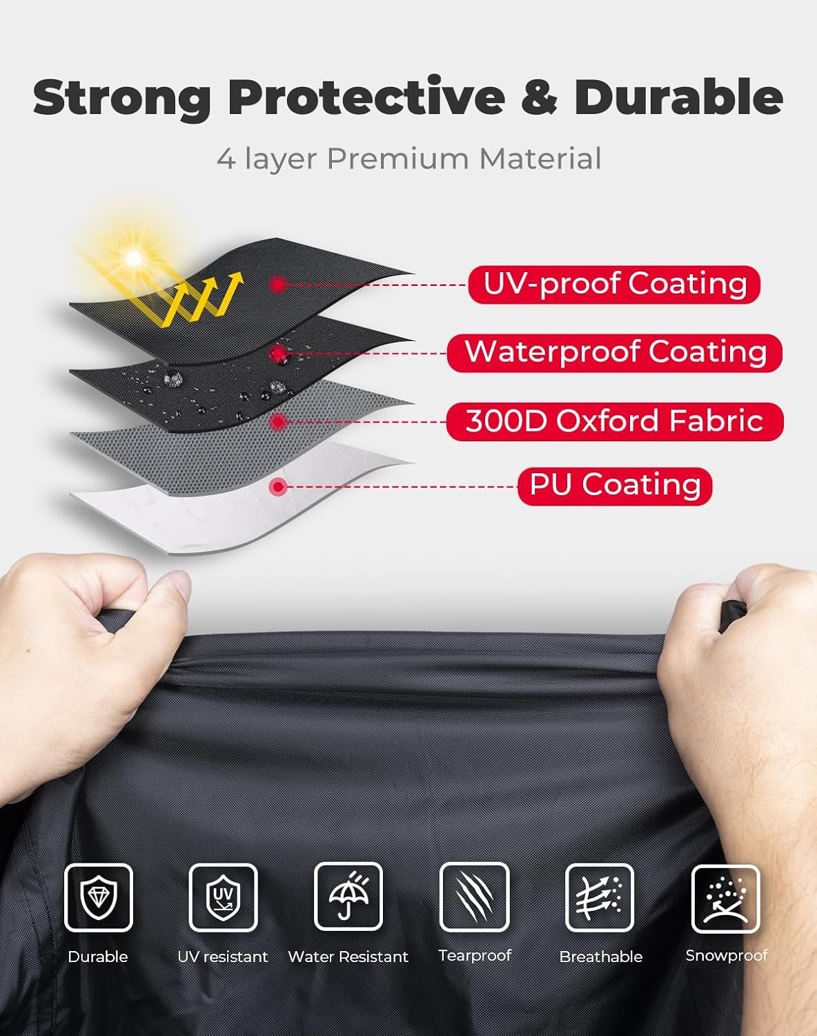 KEMIMOTO Universal ATV Cover, Waterproof 4 Wheeler Quad Cover Compatible with Polaris Sportsman 570/450 Fourtrax Can-Am Kawasaki CFMOTO, 82.7LX51.2W X46.5H inch