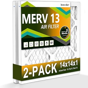 14x14x1 Air Filter MERV 13 2-Pack, HVAC/Furnace AC Filter Replacement, Dust DefenseComparable with MPR 1500-1900 & FPR 10 Actual 13.75x13.75x0.75