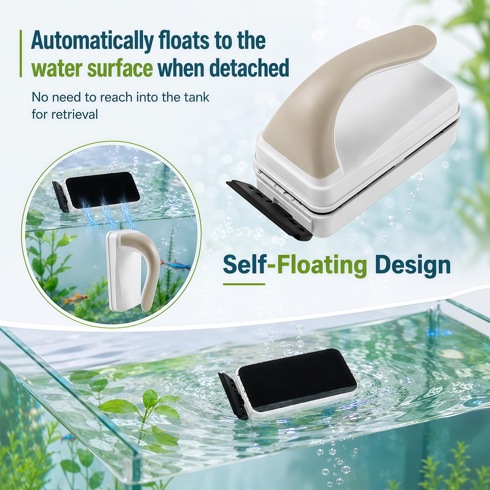 Aquarium Scheibenreiniger Magnet, Starker Scheibenreiniger Aquarium mit Abnehmbarem Schaber, Magnetischer Algenreiniger & Fish Tank Glasreiniger für Aquarien bis 12 mm Glasdicke