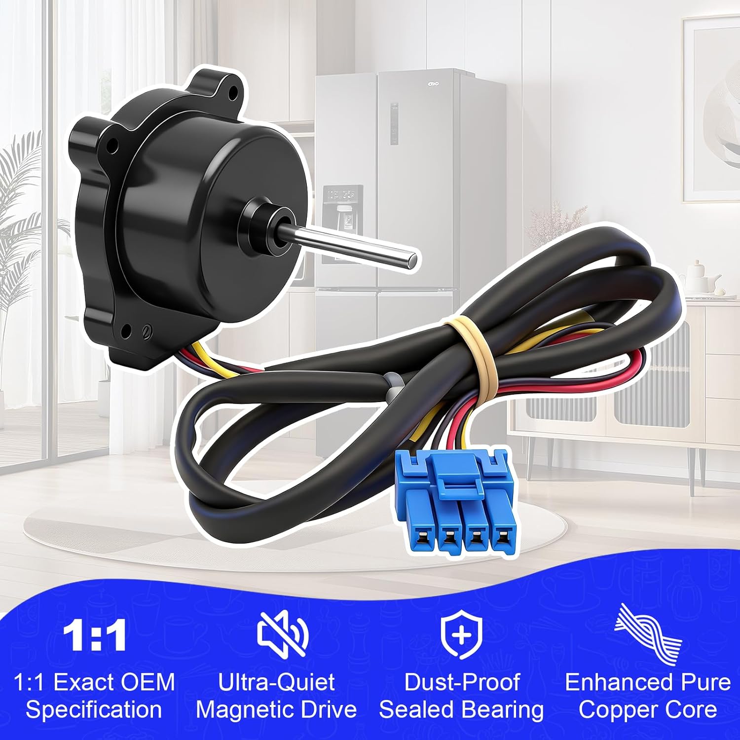 Refrigerator Condenser Fan Motor Assembly Compatible with LG Kenmore LFXS26596S LFXS28968S LFXS26973S LFXS28596S LMXS28626S LMXS28626D LMXS28596S LMXS2806D LMXS2806S LRFDS3016S LRFDS3006D LRFDS3016D