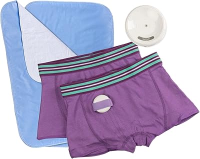 Rodger Wireless Bedwetting Alarm Kit - Bed Wetting System for Kids - Includes 2 Moisture Sensing Briefs, Bed Pad, Guide Book - Child, Lavender, Small