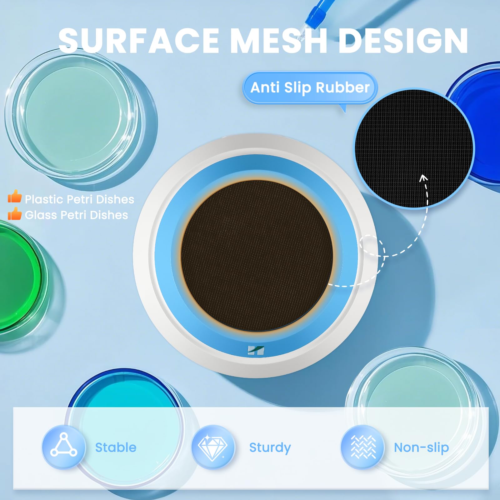 Huanyu Piatto di Petri manuale Tavolo girevole 60-150mm Plastica Vetro Petri Piastre Spreader Tavola Rotazione Piatto Cultura Piatti Coater Giradischi per Laboratorio Scienza Esperimento Agar