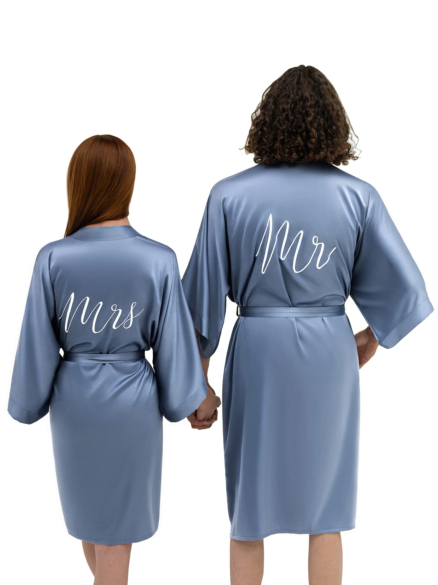 AW BRIDALAW Satin Matching Robes for Couples, His Hers Robes Bridal Robe Nightgown Anniversary Wedding Engagement Gifts