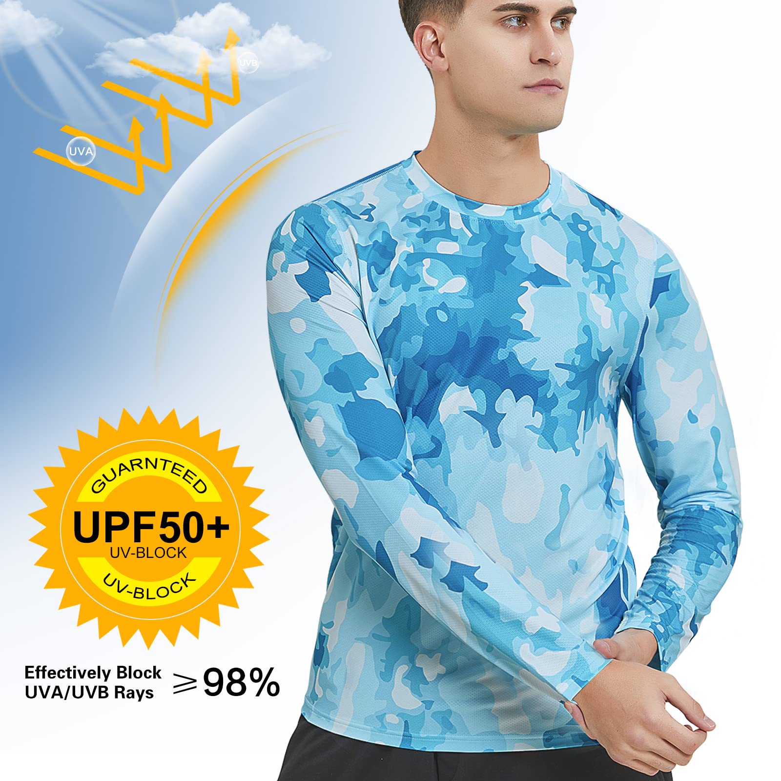 MEETWEE Maglia a Maniche Lunghe per Protezione Solare UPF 50+ Rash Guard da Uomo, Perfetta per Surf, Corsa e Nuoto Asciugatura Rapida e Protezione Solare per Il Top