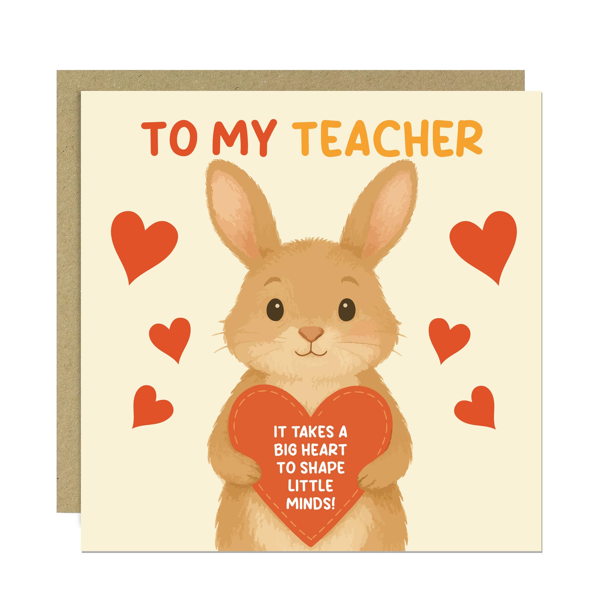 RED OCEAN Thank You Card For Teacher Cute Nursery Teacher Leaving School Cards For Teachers 145x145mm With Kraft Envelope End of Term Leaving Nursery School