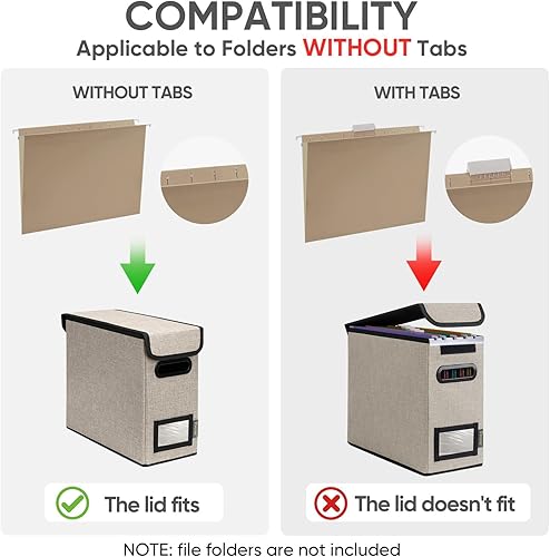 Miniatura 111 de BALEINE - Caja organizadora de archivos con tapa, organizador de carpetas plegable con riel de plástico, caja para carpetas colgantes para Gris