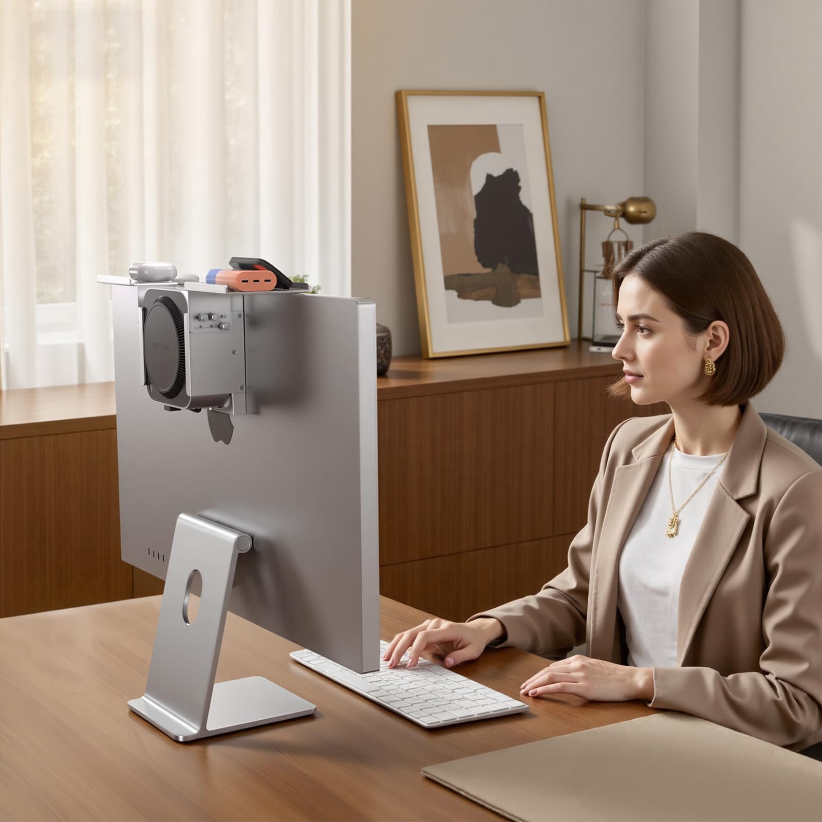 Mac mini M4 Dock & Stand con Alloggiamento, SSD M.2 Slot, HDMI 4K60 | Hub Mac mini M4 con 3 USB-A 10Gbps per Mac mini M4/M4 Pro, supporto in metallo per Monitor, Scrivania e porta VESA