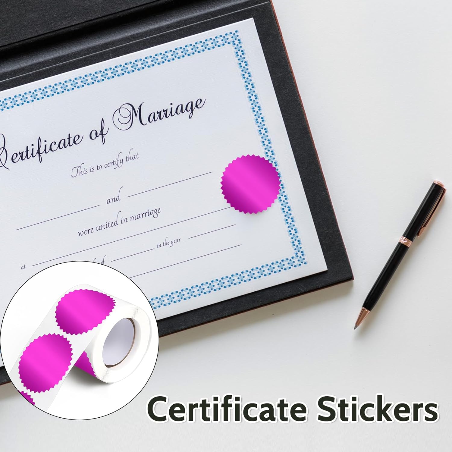 Embossing Stickers 2" Round Labels Purple Foil Blank Stickers Metallic Seals for Package, Graduation, Wedding Envelope, Certificate Wafer Seals with Serrated Edge 250 Sticker Per Roll - Image 4