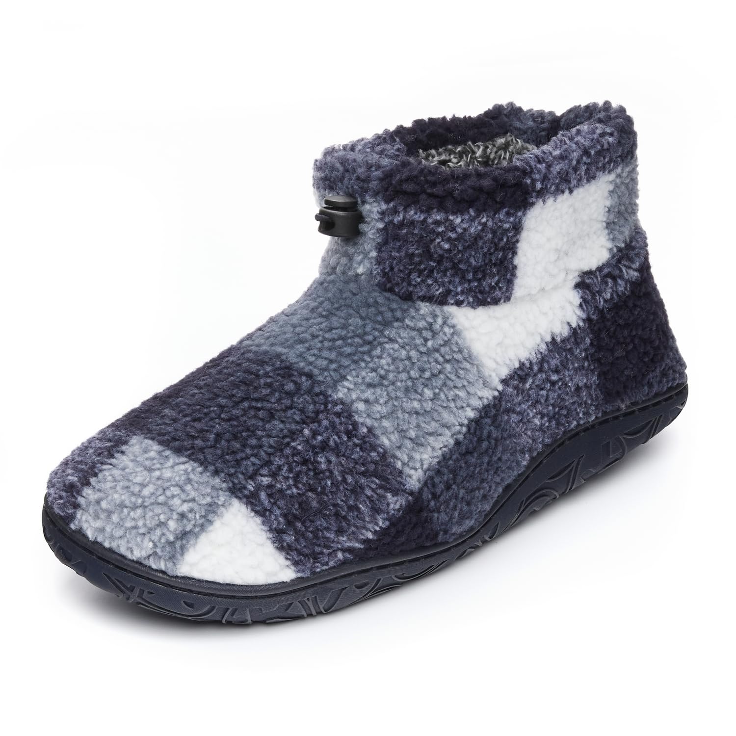 Bedroom AthleticsNeeson - Shorter Length Check Sherpa Slipper Boot | Slip On Men's Memory Foam, Machine Washable and Comfortable Boot Slipper for Men with Teddy Fleece Lining