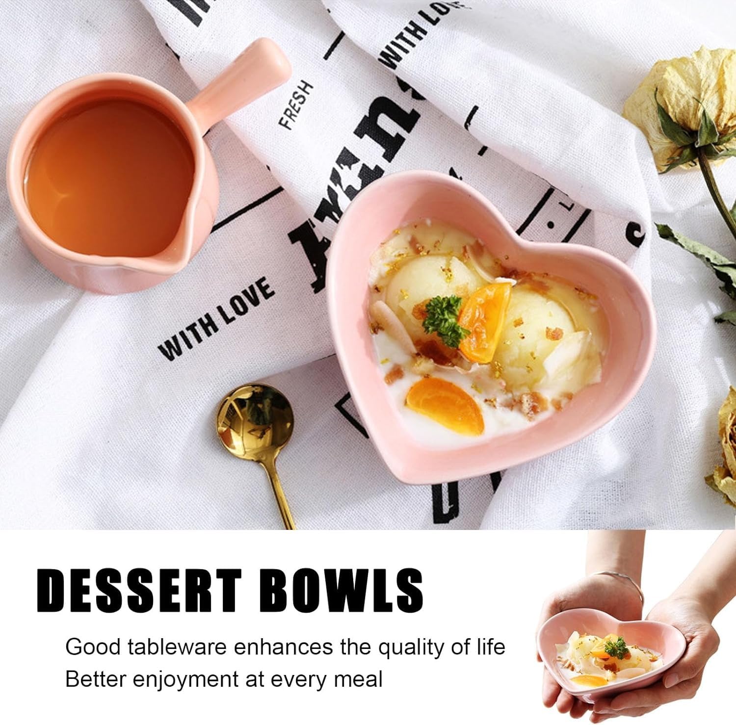 4 ceramiczne spodki do gotowania w kształcie serca, miska płatków do mycia - naczynia i mikrofale do zup, śniadanie, owies, ryż, makaron, sałatki