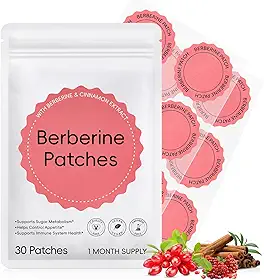 Adesivos Berberine, Patch Berberine para homens e mulheres | Liberação sustentada de 8 horas - 30 adesivos