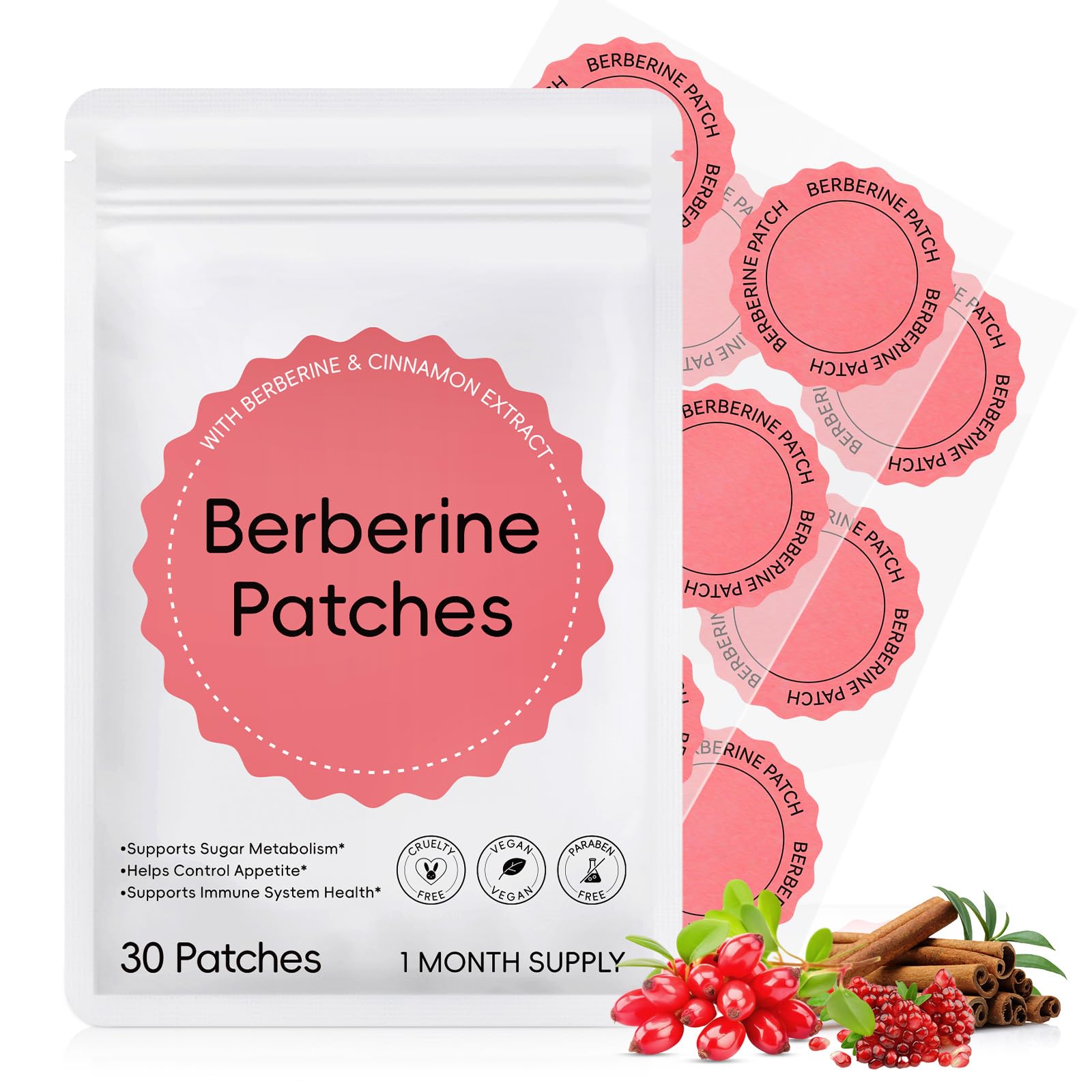 Berberine Patches, Berberine Patch for Men & Women | 8-Hour Sustained Release - 30 Patches