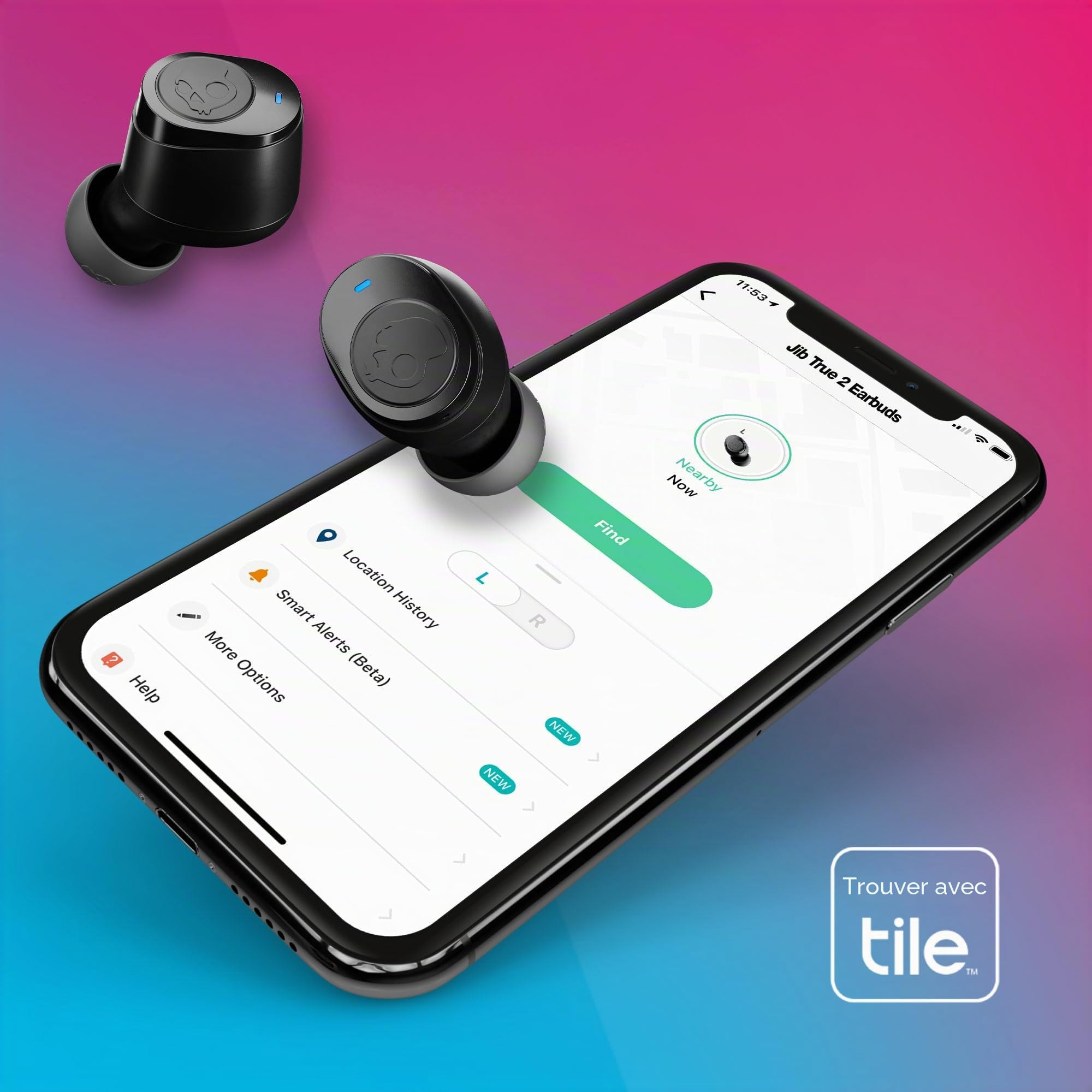 Skullcandy Jib True 2 Écouteurs Intra-Auriculaires sans Fil, Autonomie 32 h, Microphone, Compatibles iPhone + Android + Appareils Bluetooth - Noir