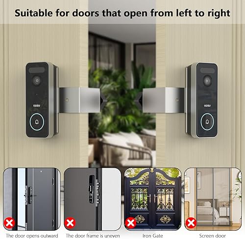 Miniatura 5 de Aosu Smat - Soporte de aleación de aluminio antirrobo, diseño sin taladro, compatible con puertas de 0.82 a 2.08 pulgadas de grosor