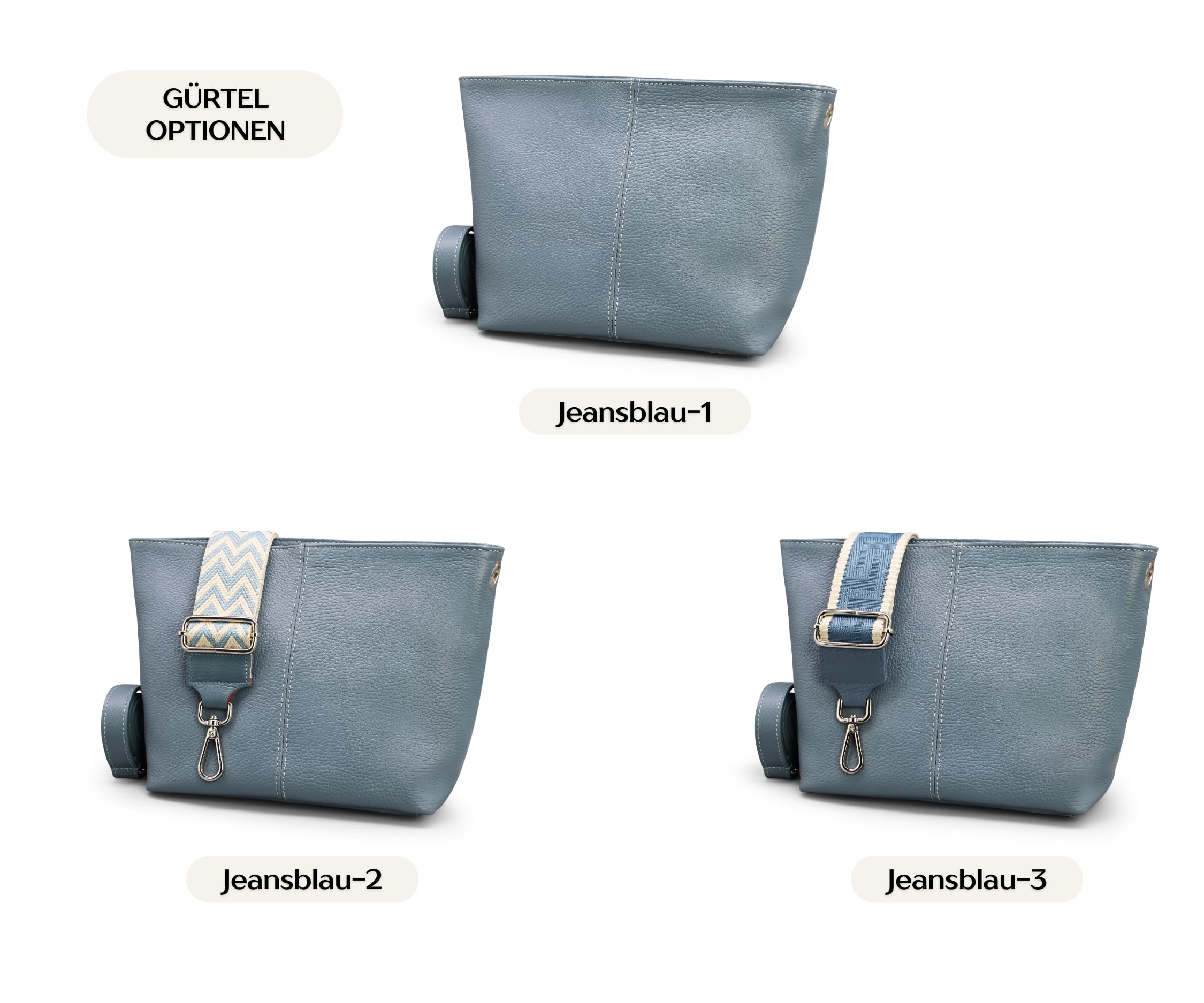 Brise Art BENI Damen Umhängetasche Echtleder Handgefertigt Crossbody Bag | Damen Schultertasche mit Ledergurt & wahlweise gemustertem Riemen, Echtes Leder, 4 Fächer, Made in Italy