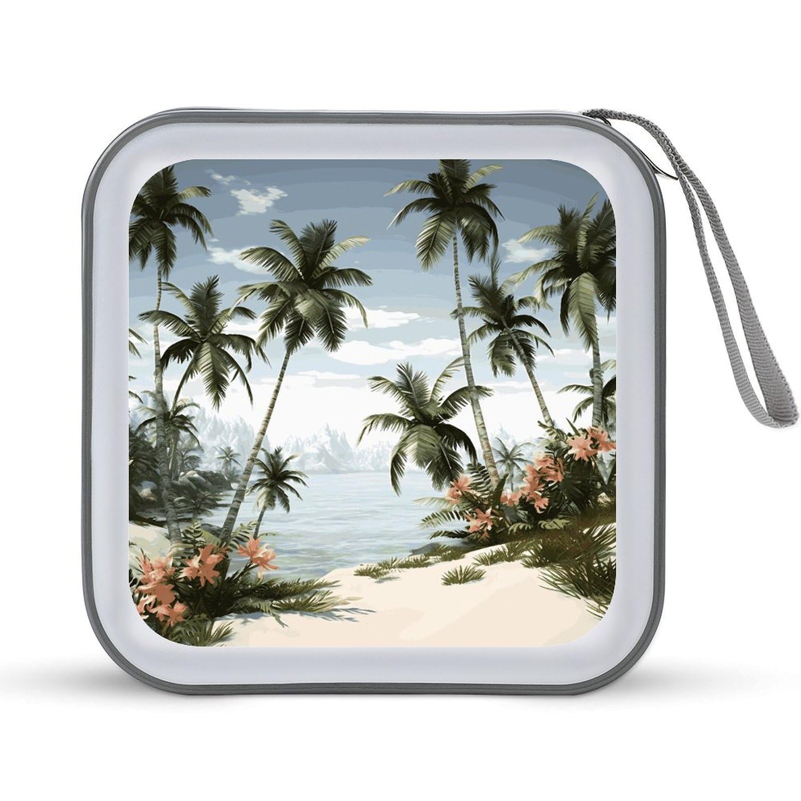 VstaDank Tropical Palm Trees CD Case with Hand Strap Lightweight DVD Wallet Holder 40 Capacity CD/DVD Case Wallet Protective CD Wallet CD/DVD Portable Storage Binder for Car Home Office