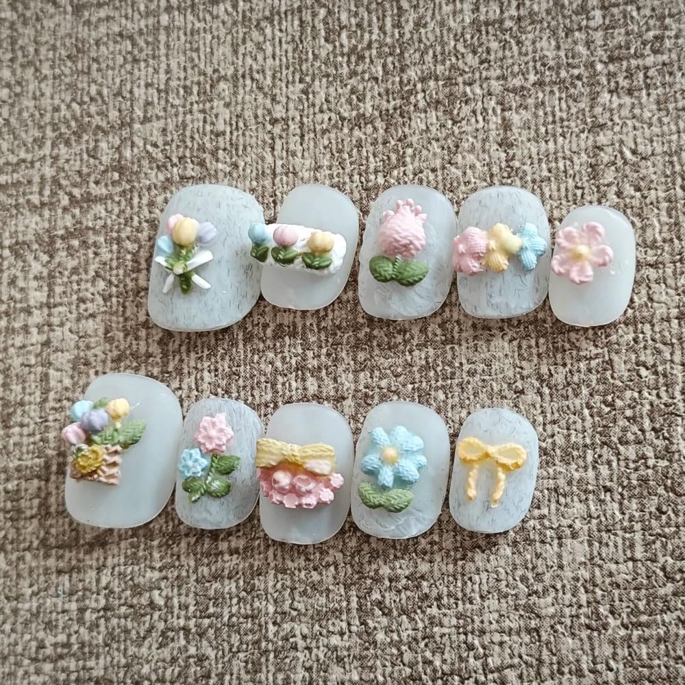 3PCS Knitting 3D Silicone Nail Art Molds, Floral and Bow Design Templates, DIY Manicure Reusable Stencils