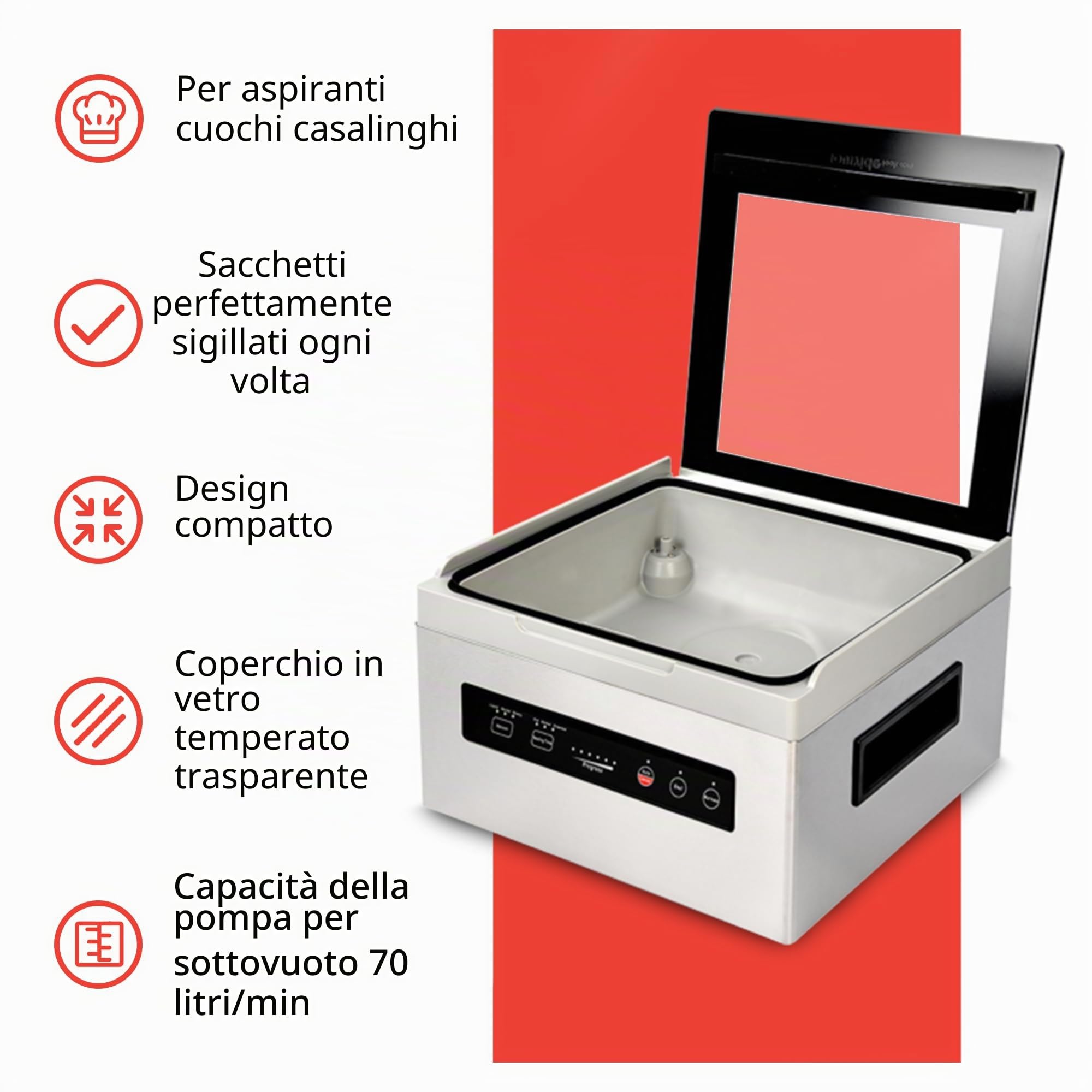 Sous Vide Tools Iv3.0, Confezionatrice Sottovuoto a Camera, Nero e Argento