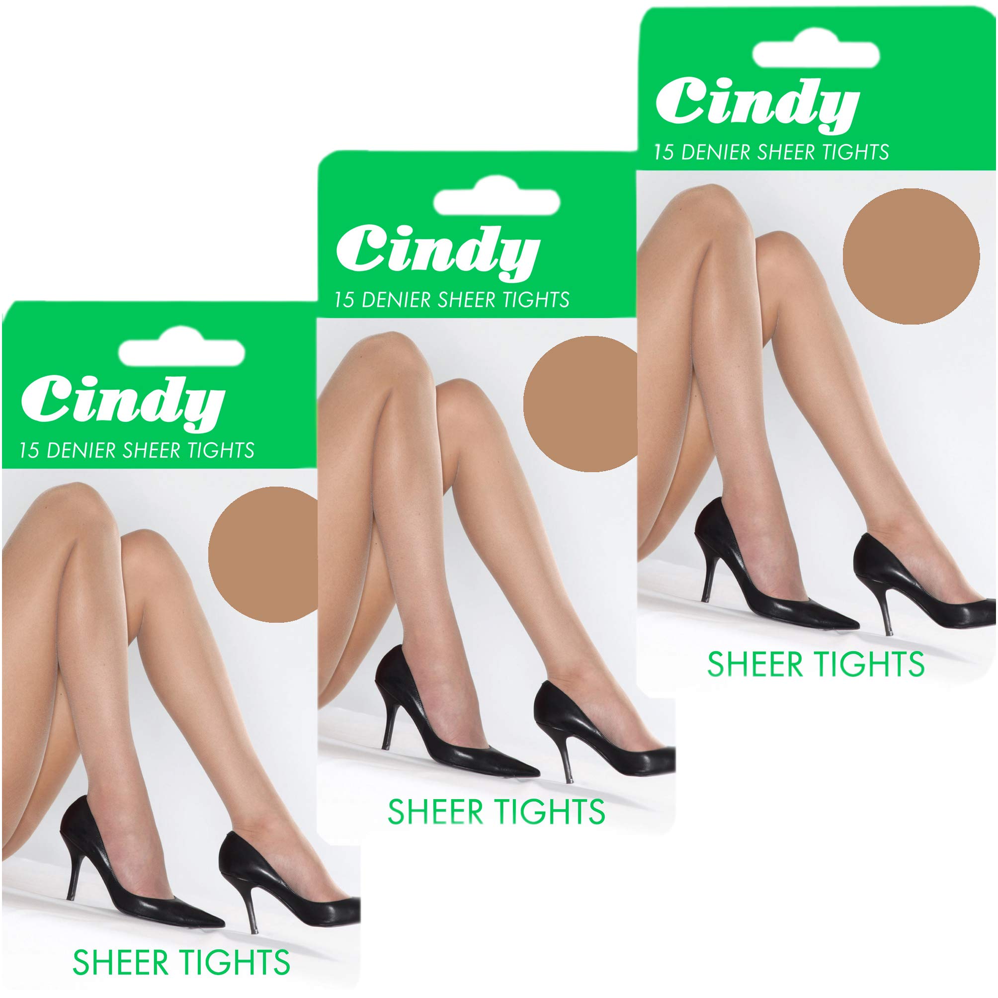Cindy Women's Sahara 15 Denier Sheer Everyday Reinforced Tights (6 Pair Pack) (Large (42"-48" Hip), )