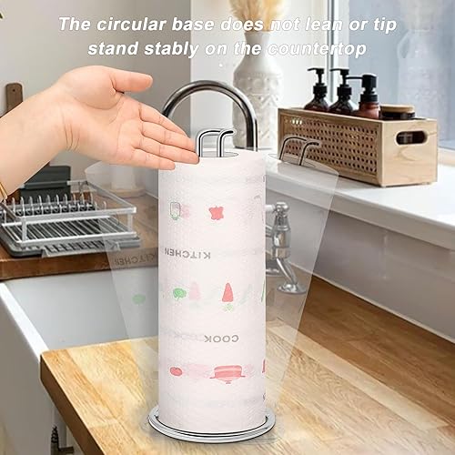 Miniatura 5 de NearMoon Soporte para toallas de papel, dispensador de toallas de papel resistente, todo de metal, tamaño estándar o jumbo para encimera de cocina,
