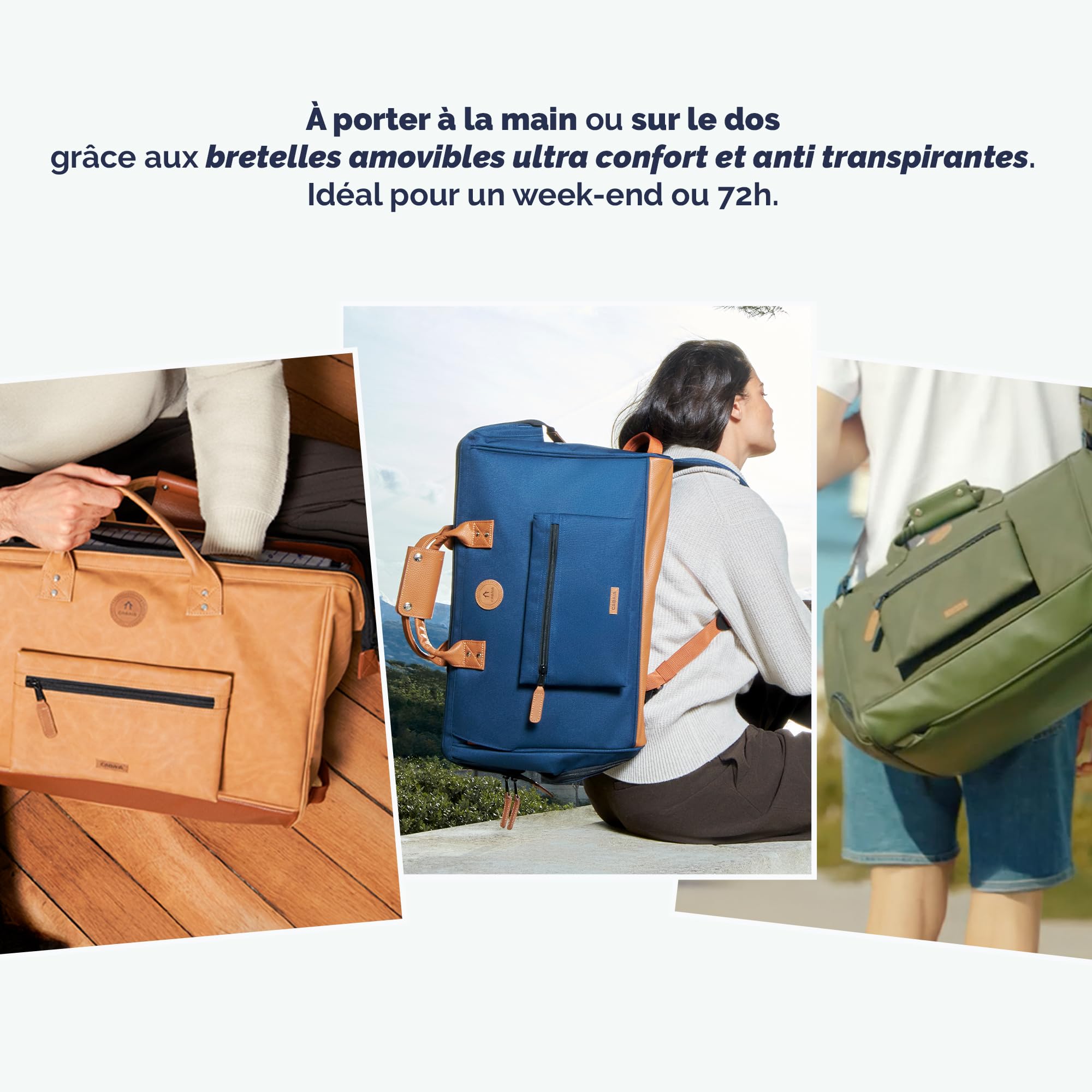 CABAIA - Sac de Voyage Duffle Adventurer Berlin 40L - Compatible Bagage Cabine 45x30x29 - Déperlant & Certifié Vegan - 2 Poches - Compartiment à Chaussures - Sac Week-End, Sac de Sport - Noir