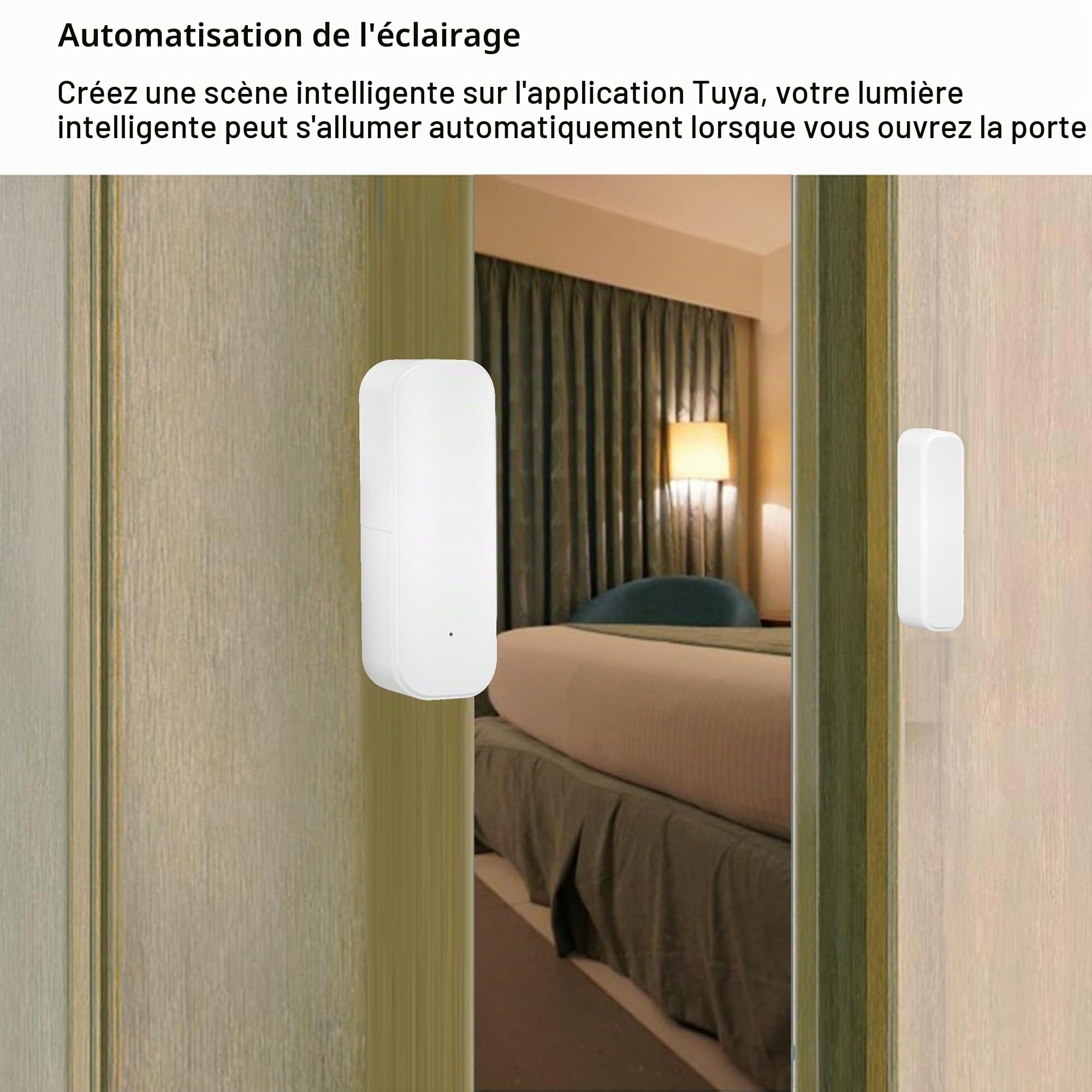Capteur de Porte WiFi, capteur de fenêtre de Porte Tuya, Alarme en Temps réel de capteur de fenêtre Compatible avec Alexa Google, capteur de Contact Ouvert de Porte de sécurité à Domicile (4 Paquet)
