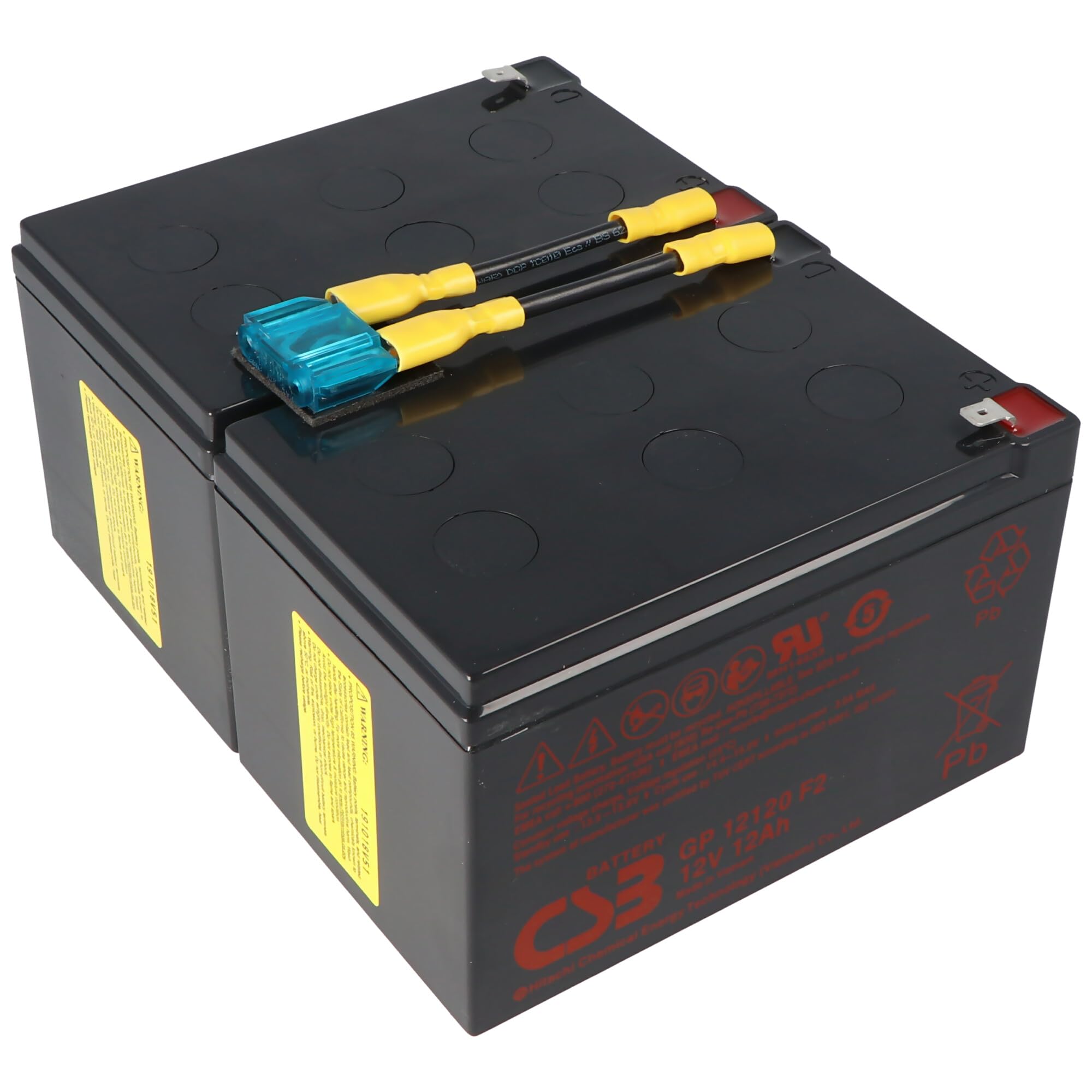 Akku kompatibel mit APC Ersatzbatterie Nr. 6 APC-RBC6, CSB SCD6 Ersatzbatterie vormontiert mit Kabel und Stecker